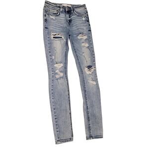 Bridge by Gly Buckle Womens Distressed Mid-Rise Skinny Jeans  Size 26L EUC